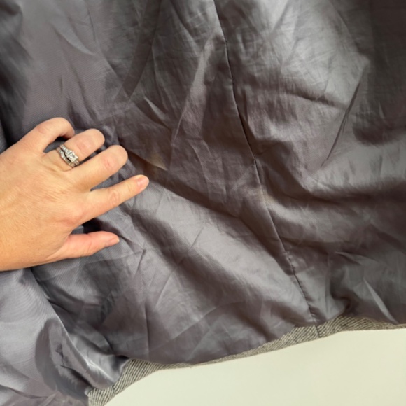 OAK + FORT Wool Blend Oversized Trench Coat - Grey Herringbone - Picture 9 of 9